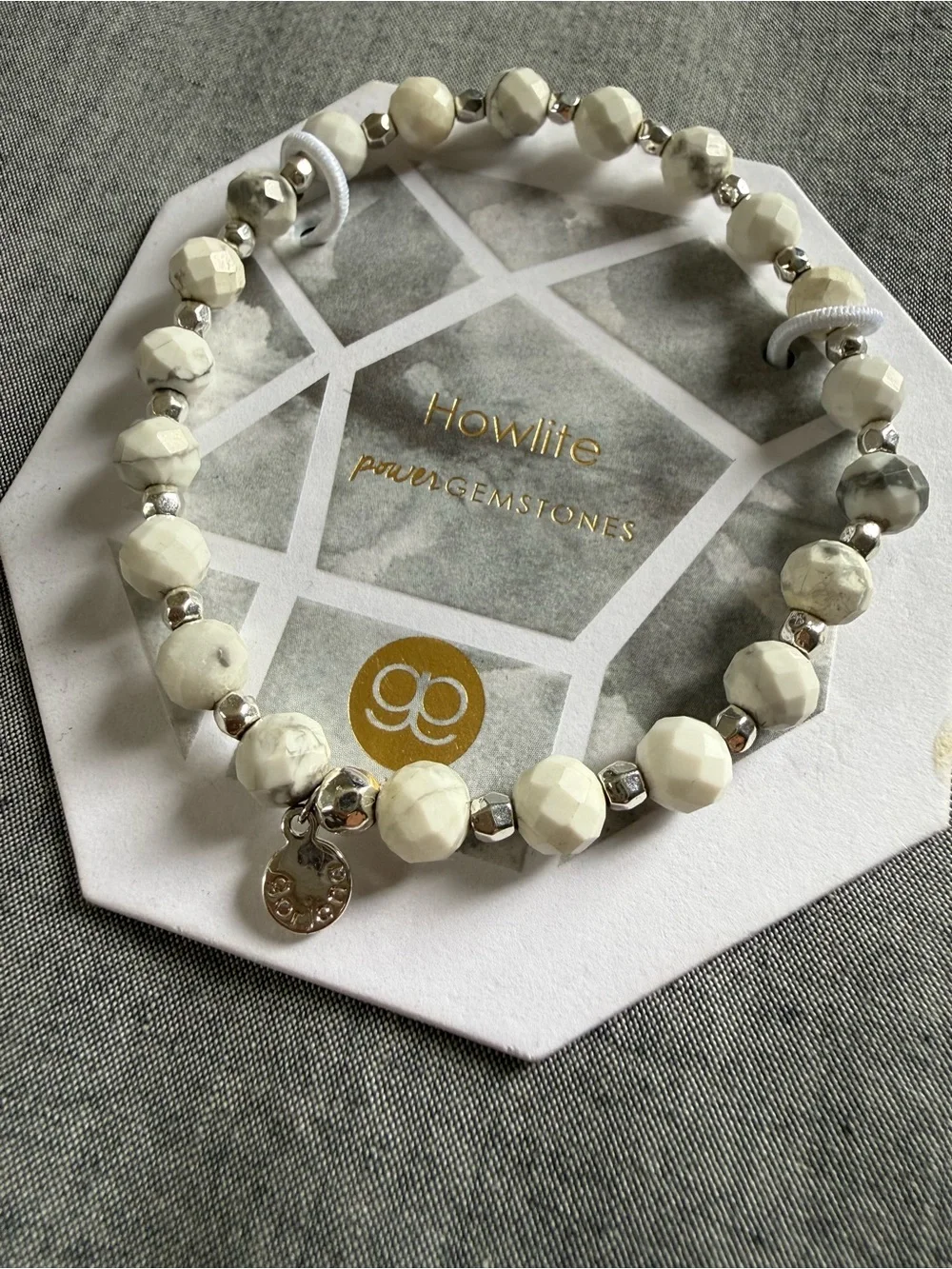 Gorjana Howlite Beaded Stretch Bracelet in White, NWT